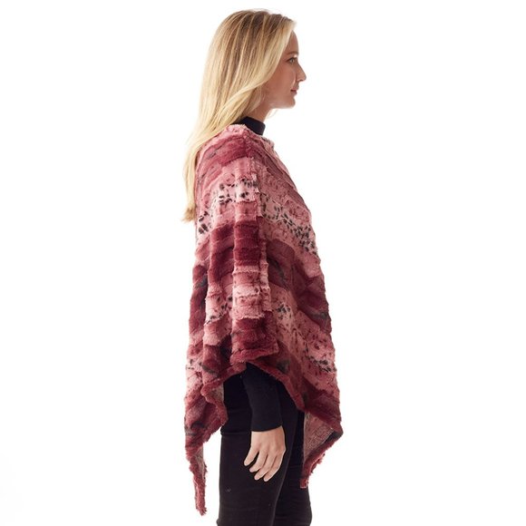 -Animal Print Faux Fur Poncho - Picture 3 of 3